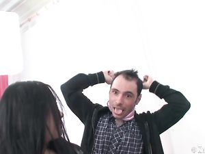 Guys Spit Roast A Sexy Teenage Girl With Perky Tits