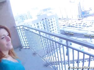 Redhead In Leather Fucked In The Public Stairwell