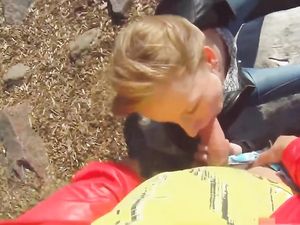 Giving A Public Blowjob Turns On This Blonde Teen